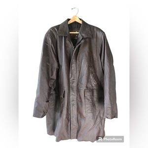 Joshua Ross Long Genuine Leather Trench Coat 2XLT